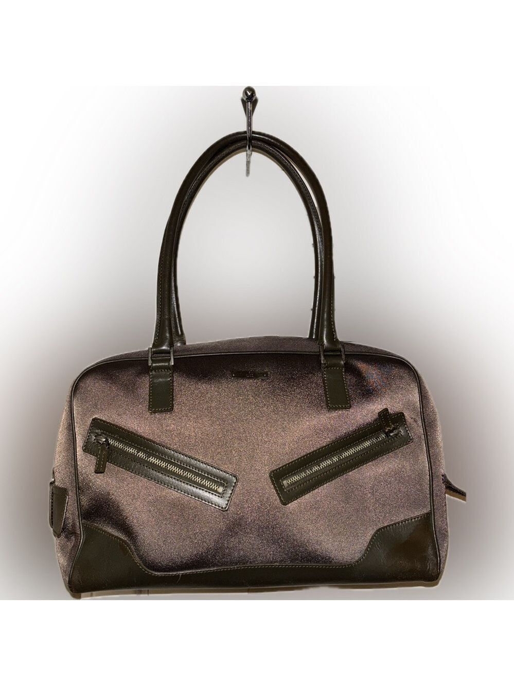 Gucci Guccissima Brown Bowler Bag- double zip with leather handles